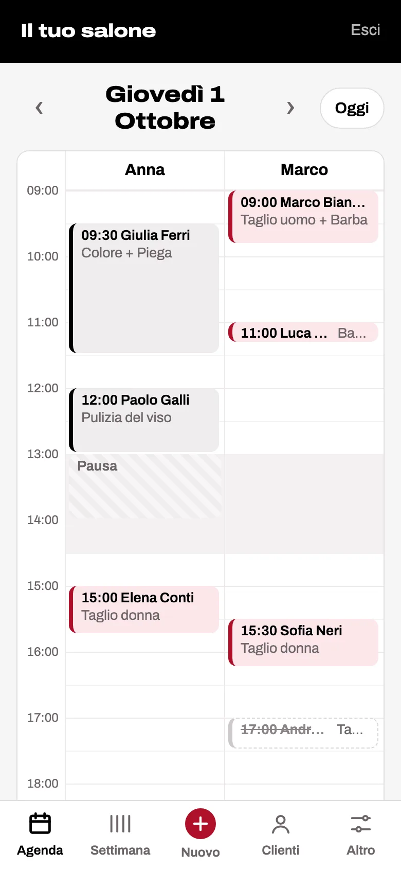 L'agenda del giorno sul telefono