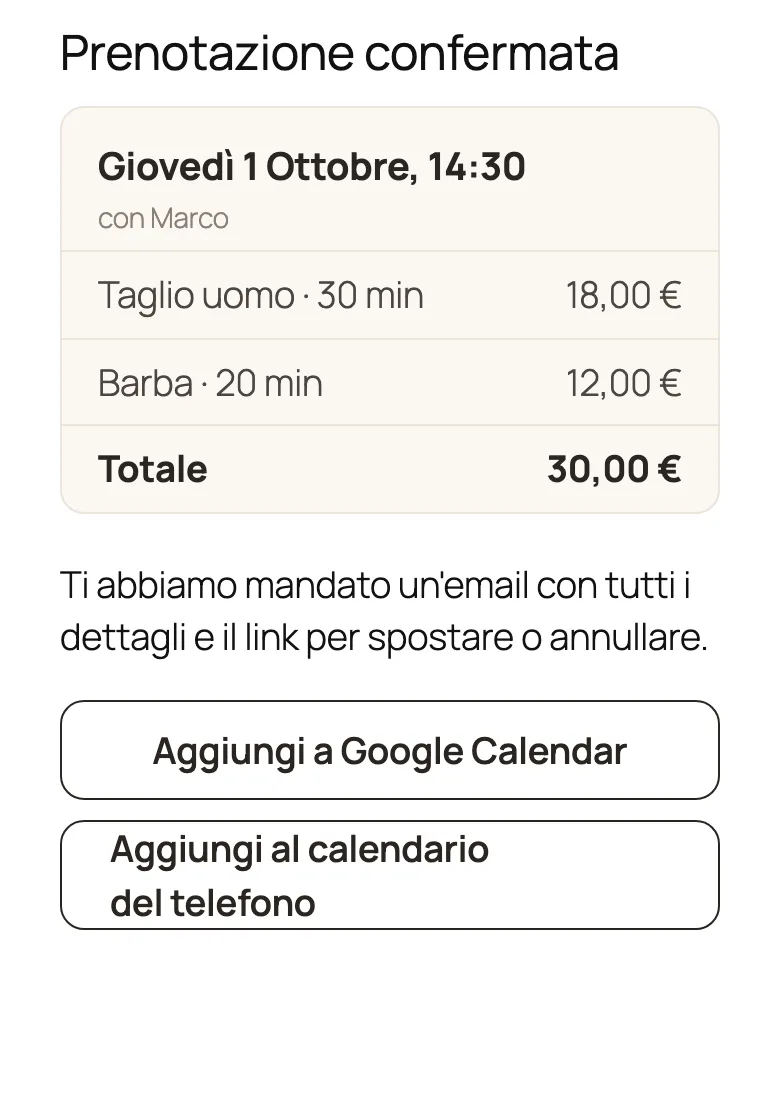 Prenotazione confermata